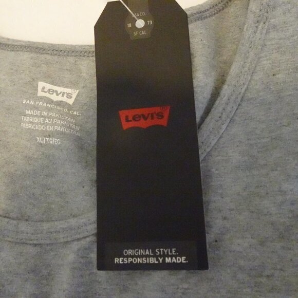 Levi's Tank Top Women's Size XL Gray Sleeveless Feeling Sensing Seeing - Picture 5 of 8